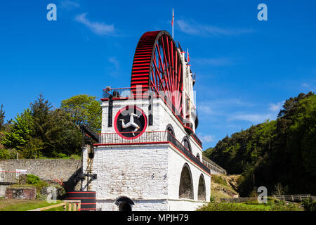 Viktorianische Great Laxey Wheel oder Lady Isabella ist Teil der Minen trail Komplex ist das größte Wasserrad in der Welt. Laxey, die Insel Man, den Britischen Inseln Stockfoto