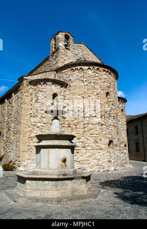 Alte Kirche, Pieve von San Leo (ex Montefeltro), Emilia-Romagna, Italien Stockfoto