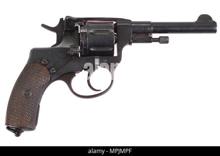 Die nagant M1895 Revolver isoliert auf weißem Hintergrund Stockfoto