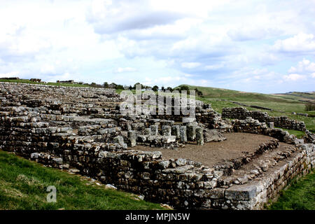 Blick über die Römischen Fort bei Housesteads, Northumberland Stockfoto