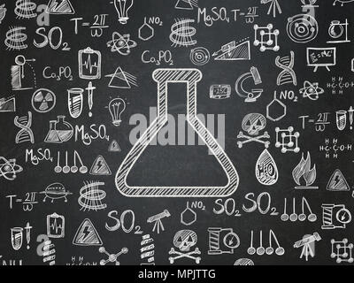 Wissenschaft-Konzept: Kolben auf Schule-Brett-Hintergrund Stockfoto