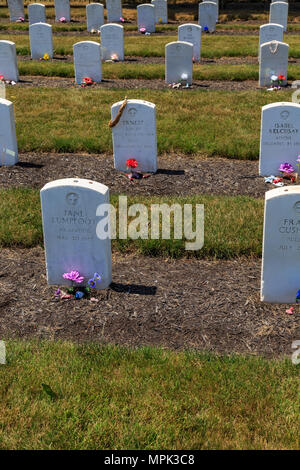 Carlisle, PA, USA - 26. Juni 2016: Gräber der gebürtigen amerikanischen Jugendlichen, die Carlisle Indian Industrial School in Carlisle besucht. Stockfoto