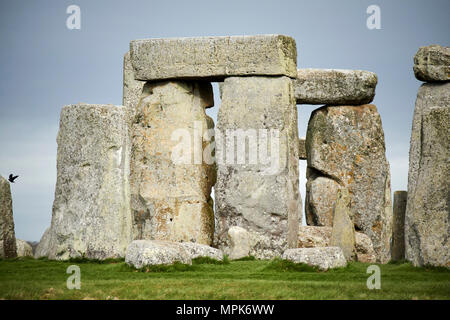 Nahaufnahme der Kreis der so Steine mit Sturz Steine stonehenge Wiltshire England Großbritannien Stockfoto