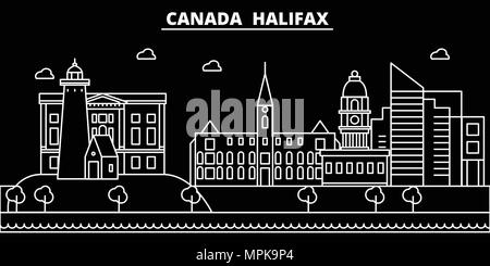 Halifax silhouette Skyline. Kanada - Halifax vektor Stadt, kanadische geradlinige Architektur, Gebäude. Halifax reisen Abbildung, umriss Wahrzeichen. Kanada Flachbild-Symbol, kanadische Linie banner Stock Vektor