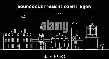 Dijon silhouette Skyline. Frankreich - Dijon vektor Stadt, Französisch geradlinige Architektur, Gebäude. Dijon reisen Abbildung, umriss Wahrzeichen. Frankreich Flachbild-Symbol, French Line banner Stock Vektor