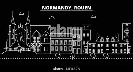 Rouen silhouette Skyline. Frankreich - Rouen vektor Stadt, Französisch geradlinige Architektur, Gebäude. Rouen reisen Abbildung, umriss Wahrzeichen. Frankreich Flachbild-Symbol, French Line banner Stock Vektor