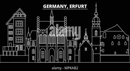 Erfurt silhouette Skyline. Deutschland - Erfurt vektor Stadt, Deutsche geradlinige Architektur, Gebäude. Erfurt fahren Abbildung, umriss Wahrzeichen. Deutschland Wohnung Symbol, deutschen Banner Stock Vektor