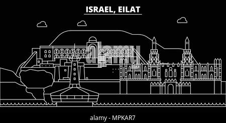 Eilat silhouette Skyline. Israel - Eilat vektor Stadt, israelische geradlinige Architektur, Gebäude. Eilat reisen Abbildung, umriss Wahrzeichen. Israel Flachbild-Symbol, israelische Linie banner Stock Vektor