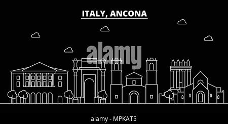 Ancona silhouette Skyline. Italien - Ancona vektor Stadt, den italienischen geradlinige Architektur, Gebäude. Ancona reisen Abbildung, umriss Wahrzeichen. Italien flache Symbol, Italienisch online banner Stock Vektor