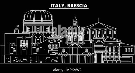 Brescia silhouette Skyline. Italien - Brescia vektor Stadt, den italienischen geradlinige Architektur, Gebäude. Brescia reisen Abbildung, umriss Wahrzeichen. Italien flache Symbol, Italienisch online banner Stock Vektor