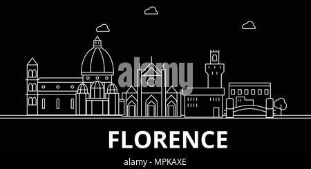 Florenz silhouette Skyline. Italien - Florenz vektor Stadt, den italienischen geradlinige Architektur, Gebäude. Florence reise Abbildung, umriss Wahrzeichen. Italien flache Symbol, Italienisch online banner Stock Vektor