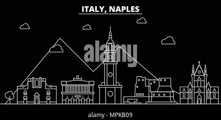 Neapel silhouette Skyline. Italien - Neapel vektor Stadt, den italienischen geradlinige Architektur, Gebäude. Neapel reisen Abbildung, umriss Wahrzeichen. Italien flache Symbol, Italienisch online banner Stock Vektor