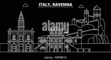 Ravenna silhouette Skyline. Italien - Ravenna vektor Stadt, den italienischen geradlinige Architektur, Gebäude. Ravenna reisen Abbildung, umriss Wahrzeichen. Italien flache Symbol, Italienisch online banner Stock Vektor