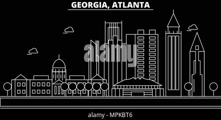 Atlanta silhouette Skyline. USA - Atlanta vektor Stadt, amerikanische geradlinige Architektur, Gebäude. Atlanta reisen Abbildung, umriss Wahrzeichen. USA Flachbild-Symbol, American Line banner Stock Vektor