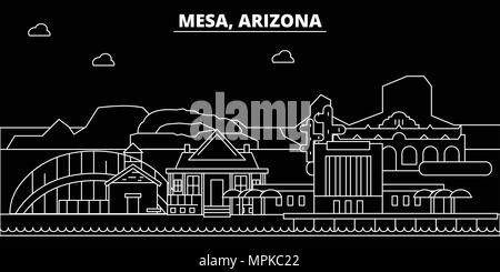 Mesa silhouette Skyline. USA - Mesa vektor Stadt, amerikanische geradlinige Architektur, Gebäude. Mesa reisen Abbildung, umriss Wahrzeichen. USA Flachbild Icons, American Line banner Stock Vektor