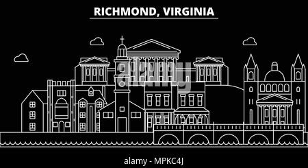 Richmond silhouette Skyline. USA - Richmond vektor Stadt, amerikanische geradlinige Architektur, Gebäude. Richmond reisen Abbildung, umriss Wahrzeichen. USA Flachbild Icons, American Line banner Stock Vektor
