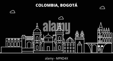 Bogota silhouette Skyline. Kolumbien - Bogota vektor Stadt, Kolumbianische geradlinige Architektur, Gebäude. Bogota line travel Illustration, Wahrzeichen. Kolumbien Flachbild-Symbol, kolumbianische Grobentwurf banner Stock Vektor