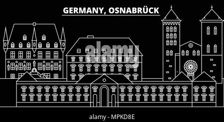 Osnabrück silhouette Skyline. Deutschland - Osnabrück vektor Stadt, Deutsche geradlinige Architektur, Gebäude. Osnabrück line travel Illustration, Wahrzeichen. Deutschland Wohnung Symbol, deutschen Grobentwurf banner Stock Vektor