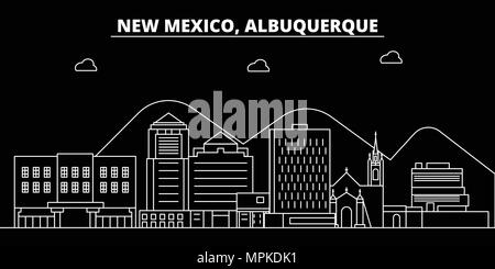 Albuquerque silhouette Skyline. USA - Albuquerque vektor Stadt, amerikanische geradlinige Architektur, Gebäude. Albuquerque line travel Illustration, Wahrzeichen. USA Flachbild Symbole, amerikanische Grobentwurf banner Stock Vektor