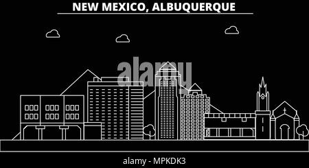 Albuquerque silhouette Skyline. USA - Albuquerque vektor Stadt, amerikanische geradlinige Architektur, Gebäude. Albuquerque line travel Illustration, Wahrzeichen. USA Flachbild Symbole, amerikanische Grobentwurf banner Stock Vektor