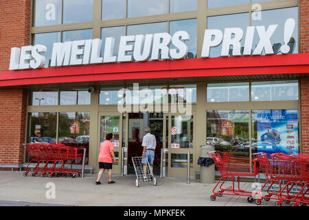 Montreal Kanada, Provinz Quebec, Avenue Atwater, Eingang zum Lebensmittelgeschäft, Schild, beste Preise, Kanada070704107 Stockfoto