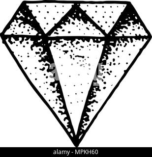 Mode Diamond Tattoo für Mädchen. Crystal brillante graviert Hand in alten Vintage Skizze gezeichnet. Vektor surrealen Illustration, Abzeichen. Edelstein für die Karte. Stock Vektor