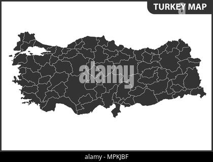 Die detaillierte Karte der Türkei mit Regionen oder Staaten. Verwaltungseinheit. Stock Vektor