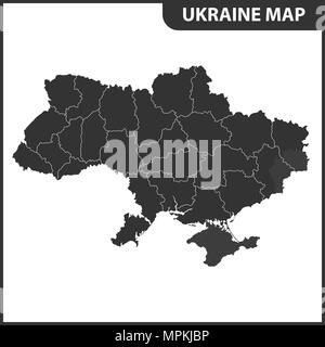 Die detaillierte Karte der Ukraine mit Regionen oder Staaten. Verwaltungseinheit. Krim, Teil von Donezk und Lugansk Regionen ist als Umkämpften terri gekennzeichnet Stock Vektor