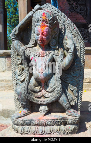 Uma Maheshwar Tempel, Tempel Gottheit Statue, Kirtipur, Nepal Stockfoto