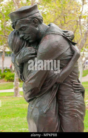 Homecoming bronze, Thunfisch Harbor Park, San Diego, Kalifornien Stockfoto