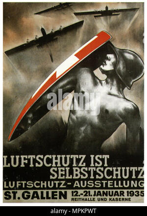Deutsche NS-Vintage Propaganda Poster - zivile Luftverteidigung ist Selbstschutz Stockfoto