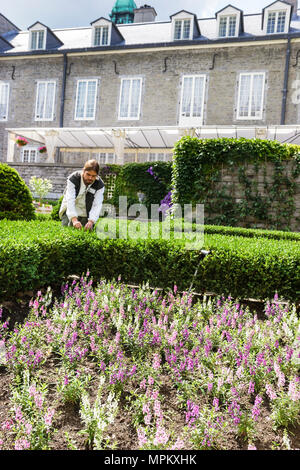 Montreal Kanada, Provinz Quebec, Vieux Montreal, Rue Notre Dame, Chateau Ramezay Museum, Governor's Garden, Besucher reisen Reisetourismus Stockfoto