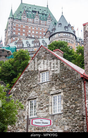 Quebec Canada, Lower Town, Rue Notre Dame, Fairmont Chateau Frontenac, Hotel, Canada070709023 Stockfoto