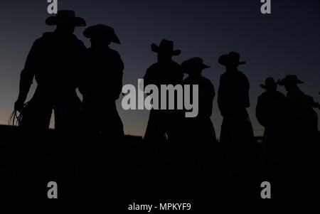 Rodeo Expogan 20 mayo 2018. (Foto: NortePhoto/Luis Gutierrez) Cowboys Sport, Reiten und Stier reiten, ein starkes Signal in Chihuahua, Sonora und Baja California Mex. und den benachbarten Staaten der Vereinigten Staaten gefolgt. Männer für die Herrlichkeit in nur 8 Sekunden, um die ersten Plätze des Rodeo in extremen Sporen. Das Rodeo ist eine traditionelle Amerikanische extreme Sport mit Einflüssen aus der Geschichte der spanischen Cowboys und mexikanischen Charros. Es besteht aus Reiten wilde Fohlen oder wildes Vieh (Wie lenkt und Bullen) und die Durchführung von verschiedenen Übungen, wie das Werfen der Lasso, rejonear, etc. Stockfoto