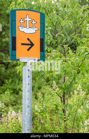 Kanada, Kanada, Nordamerika Grosse Ile, Irish Memorial National Historical Site, Einwanderungsquarantäne-Insel 1832 1937, Schild, Friedhof, Kanada070711063 Stockfoto