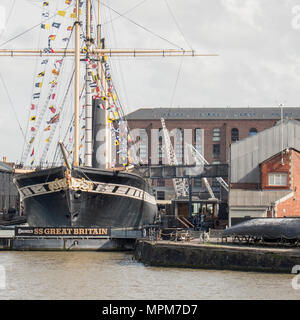 Die Brunel SS Great Britain, jetzt ein Museum auf Bristol Harbourside. Stockfoto