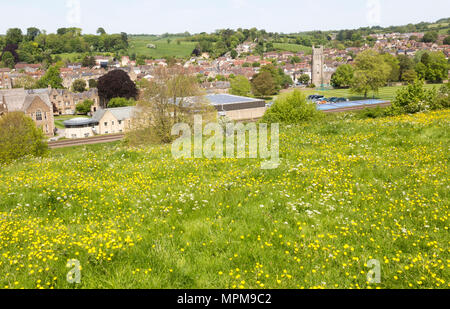 Blick über die Stadt Bruton, Somerset, England, Großbritannien Stockfoto