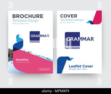 Grammatik Broschüre Flyer Design vorlage mit abstrakten Foto Hintergrund, minimalistischen Trend business Corporate roll up- oder Jahresbericht Stock Vektor