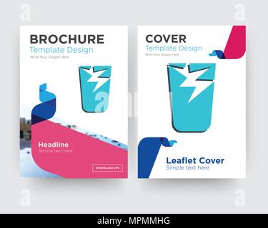 Zerbrochenes Glas Broschüren Flyer Design Template mit abstrakten Foto Hintergrund, minimalistischen Trend business Corporate roll up- oder Jahresbericht Stock Vektor