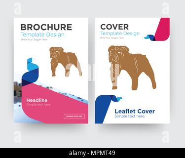 Bulldogge Broschüren Flyer Design Template mit abstrakten Foto Hintergrund, minimalistischen Trend business Corporate roll up- oder Jahresbericht Stock Vektor