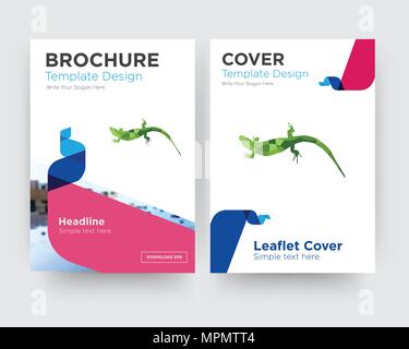 Lizard Broschüren Flyer Design Template mit abstrakten Foto Hintergrund, minimalistischen Trend business Corporate roll up- oder Jahresbericht Stock Vektor