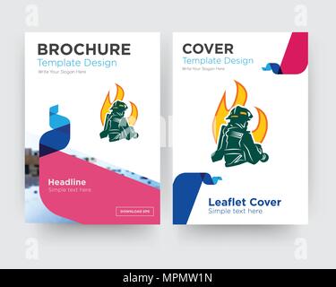 Feuerwehrleute Broschüren Flyer Design Template mit abstrakten Foto Hintergrund, minimalistischen Trend business Corporate roll up- oder Jahresbericht Stock Vektor