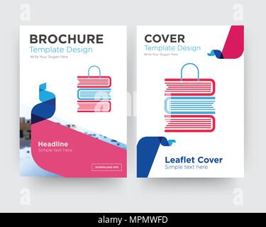 Buch Shop Broschüren Flyer Design Template mit abstrakten Foto Hintergrund, minimalistischen Trend business Corporate roll up- oder Jahresbericht Stock Vektor