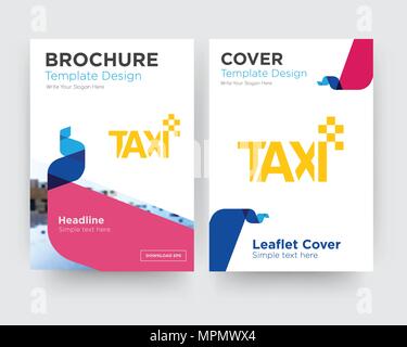 Taxi Broschüren Flyer Design Template mit abstrakten Foto Hintergrund, minimalistischen Trend business Corporate roll up- oder Jahresbericht Stock Vektor
