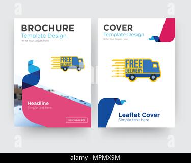Kostenlose Lieferung Broschüren Flyer Design Template mit abstrakten Foto Hintergrund, minimalistischen Trend business Corporate roll up- oder Jahresbericht Stock Vektor