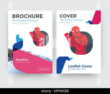 Boxer Broschüren Flyer Design Template mit abstrakten Foto Hintergrund, minimalistischen Trend business Corporate roll up- oder Jahresbericht Stock Vektor