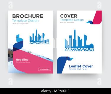 Metropole Broschüren Flyer Design Template mit abstrakten Foto Hintergrund, minimalistischen Trend business Corporate roll up- oder Jahresbericht Stock Vektor
