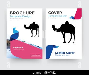 Kamel Broschüren Flyer Design Template mit abstrakten Foto Hintergrund, minimalistischen Trend business Corporate roll up- oder Jahresbericht Stock Vektor