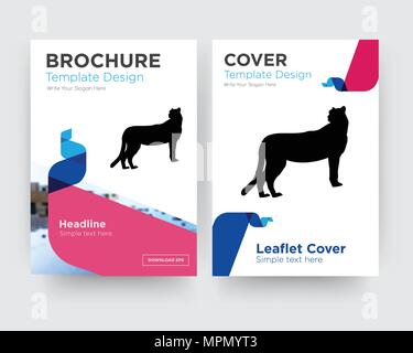 Cheetah Broschüren Flyer Design Template mit abstrakten Foto Hintergrund, minimalistischen Trend business Corporate roll up- oder Jahresbericht Stock Vektor