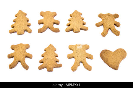 Dachte Ingwer Cookies auf weißem Hintergrund Stockfoto